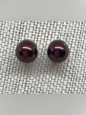 Vintage Brown Md Pearl Stud Earrings Preppy Grandmillenial Classic Maximalist